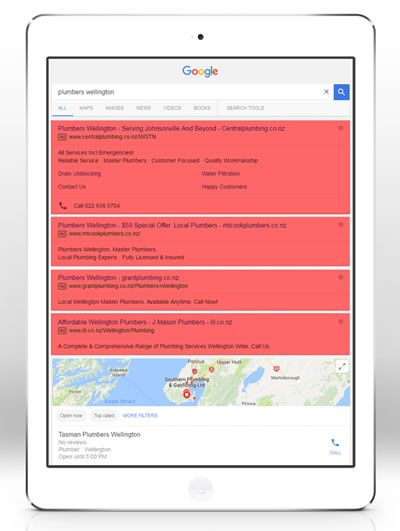 Example Google mobile device search result